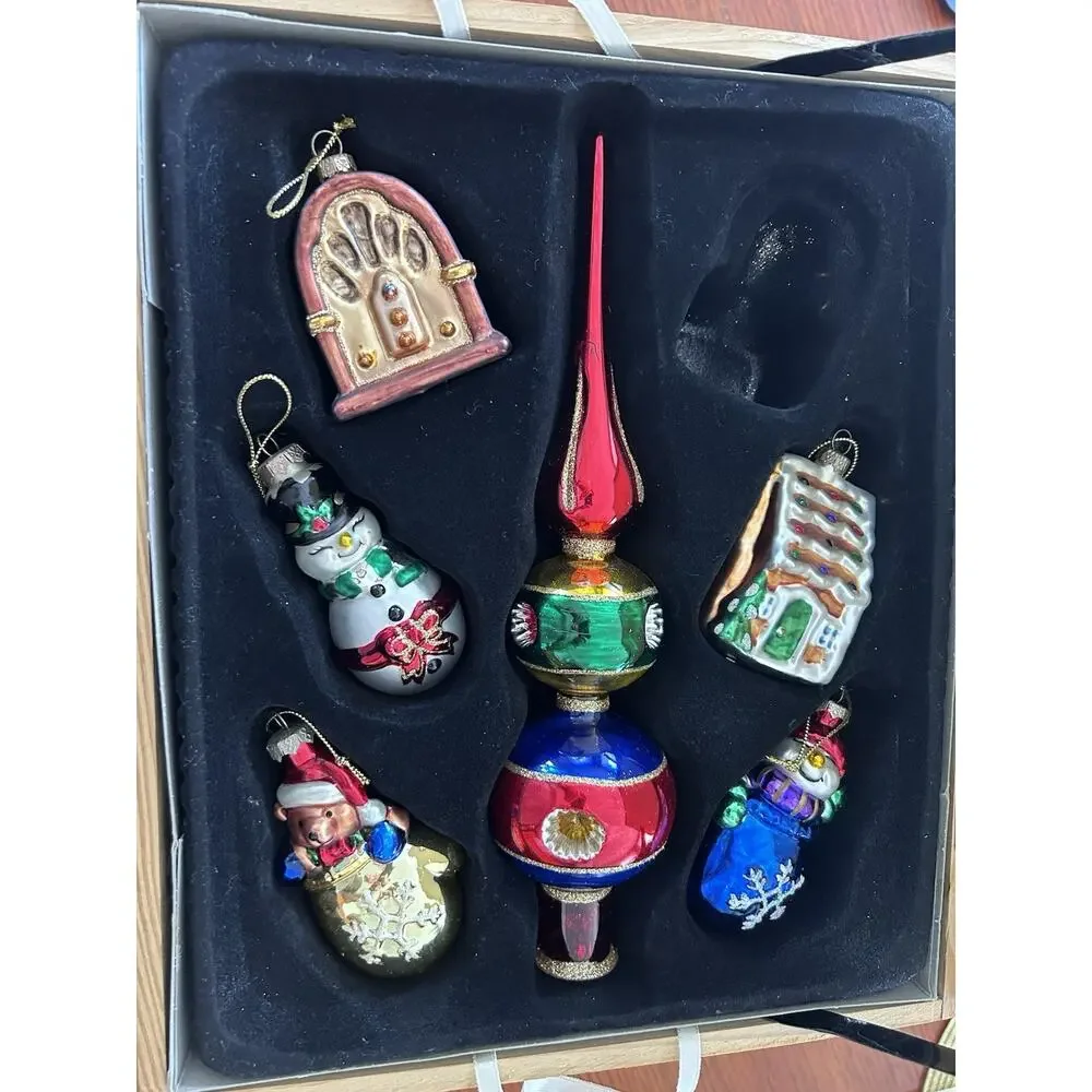 Vintage Thomas Pacconi Museum Series Glass 30 Ornaments Dome Wood Case 1 Missing